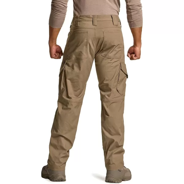 CQR Mens Flex Ripstop Tactical Pants Water Resistant Stretch Cargo Pants Lightweight EDC Hiking Work PantsDura Flex Mag Pocket Cougar