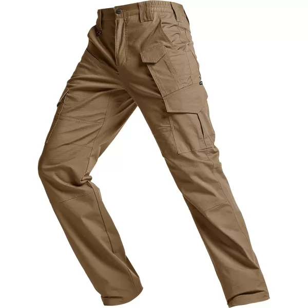 CQR Mens Flex Ripstop Tactical Pants Water Resistant Stretch Cargo Pants Lightweight EDC Hiking Work PantsDura Flex Mag Pocket Cougar