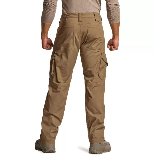 CQR Mens Flex Ripstop Tactical Pants Water Resistant Stretch Cargo Pants Lightweight EDC Hiking Work PantsDura Flex Mag Pocket Coyote