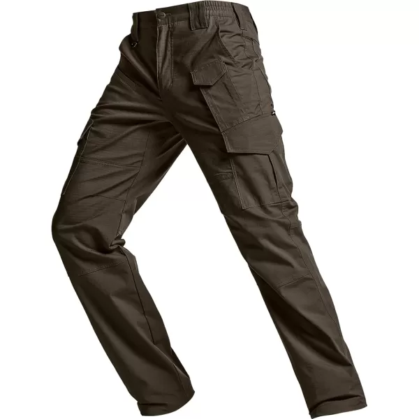 CQR Mens Flex Ripstop Tactical Pants Water Resistant Stretch Cargo Pants Lightweight EDC Hiking Work PantsDura Flex Mag Pocket Dark Brown