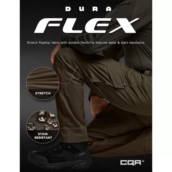 CQR Mens Flex Ripstop Tactical Pants Water Resistant Stretch Cargo Pants Lightweight EDC Hiking Work PantsDura Flex Mag Pocket Dark Brown