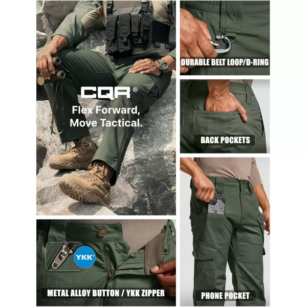 CQR Mens Flex Ripstop Tactical Pants Water Resistant Stretch Cargo Pants Lightweight EDC Hiking Work PantsDura Flex Mag Pocket Olive Green