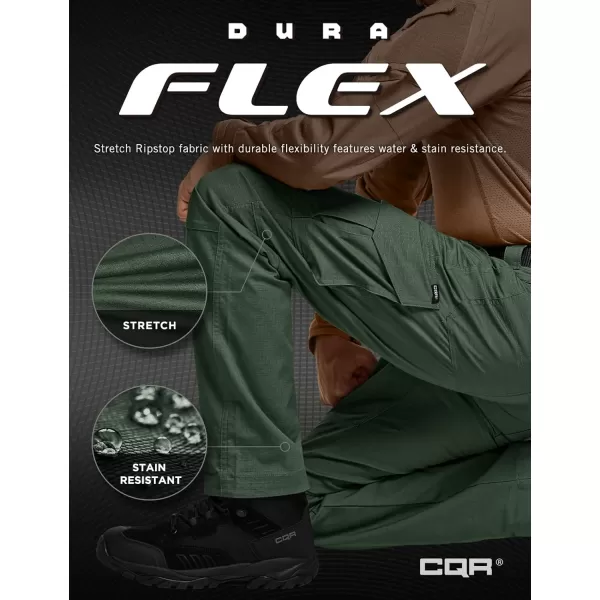 CQR Mens Flex Ripstop Tactical Pants Water Resistant Stretch Cargo Pants Lightweight EDC Hiking Work PantsDura Flex Mag Pocket Olive Green