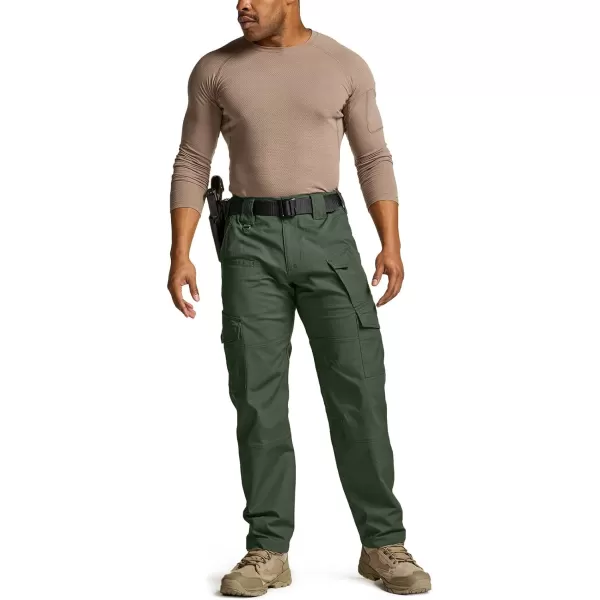 CQR Mens Flex Ripstop Tactical Pants Water Resistant Stretch Cargo Pants Lightweight EDC Hiking Work PantsDura Flex Mag Pocket Olive Green