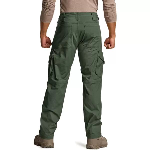 CQR Mens Flex Ripstop Tactical Pants Water Resistant Stretch Cargo Pants Lightweight EDC Hiking Work PantsDura Flex Mag Pocket Olive Green