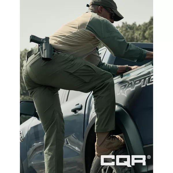 CQR Mens Flex Ripstop Tactical Pants Water Resistant Stretch Cargo Pants Lightweight EDC Hiking Work PantsDura Flex Mag Pocket Olive Green