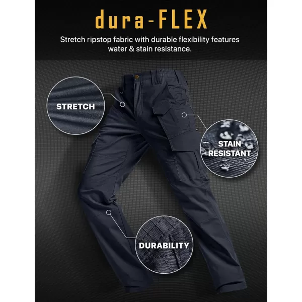 CQR Mens Flex Ripstop Tactical Pants Water Resistant Stretch Cargo Pants Lightweight EDC Hiking Work PantsDura Flex Mag Pocket Operator Navy