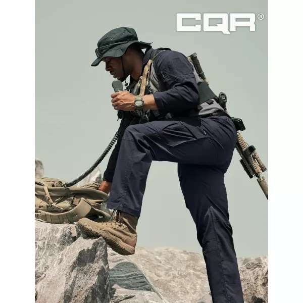 CQR Mens Flex Ripstop Tactical Pants Water Resistant Stretch Cargo Pants Lightweight EDC Hiking Work PantsDura Flex Mag Pocket Operator Navy