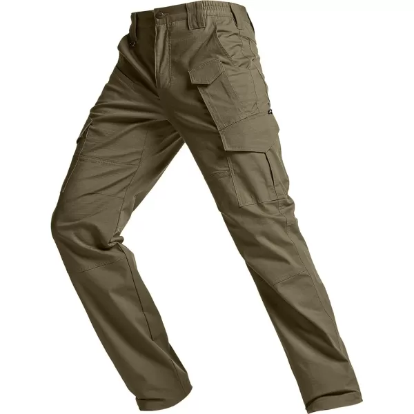 CQR Mens Flex Ripstop Tactical Pants Water Resistant Stretch Cargo Pants Lightweight EDC Hiking Work PantsDura Flex Mag Pocket Soil Green