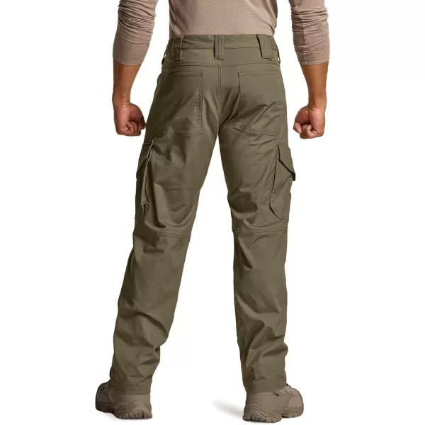 CQR Mens Flex Ripstop Tactical Pants Water Resistant Stretch Cargo Pants Lightweight EDC Hiking Work PantsDura Flex Mag Pocket Soil Green