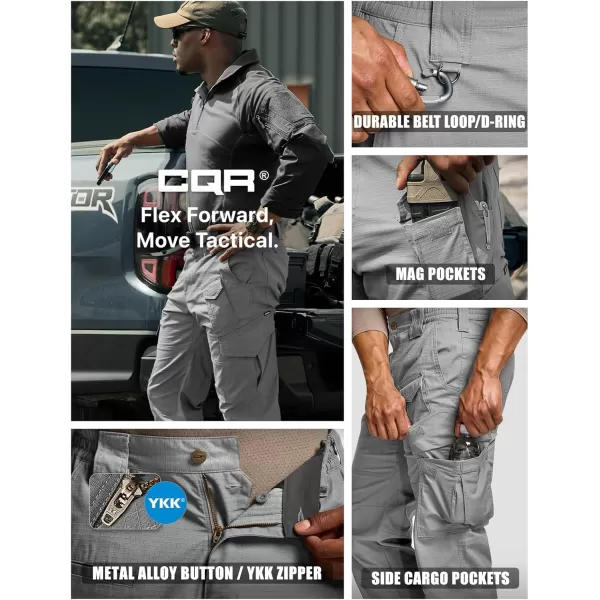 CQR Mens Flex Ripstop Tactical Pants Water Resistant Stretch Cargo Pants Lightweight EDC Hiking Work PantsDura Flex Mag Pocket Stone