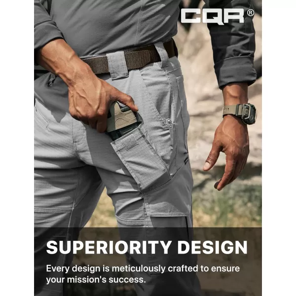 CQR Mens Flex Ripstop Tactical Pants Water Resistant Stretch Cargo Pants Lightweight EDC Hiking Work PantsDura Flex Mag Pocket Stone