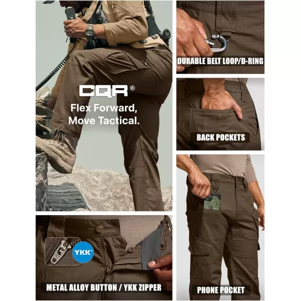 CQR Mens Flex Ripstop Tactical Pants Water Resistant Stretch Cargo Pants Lightweight EDC Hiking Work PantsDura Flex Mag Pocket Tundra