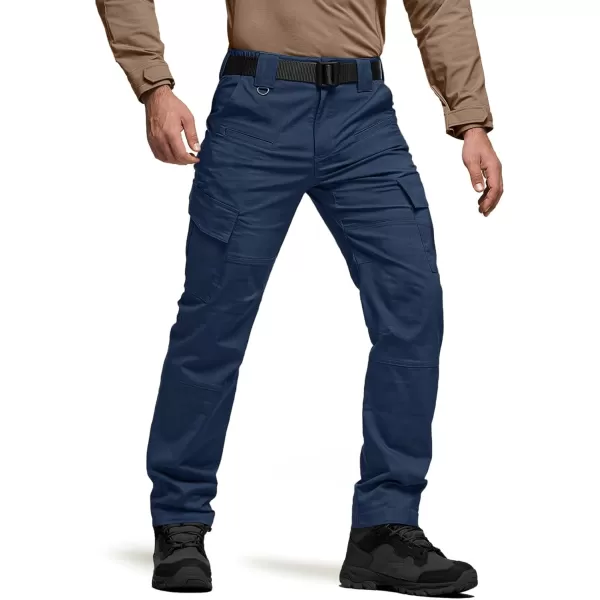 CQR Mens Flex Ripstop Tactical Pants Water Resistant Stretch Cargo Pants Lightweight EDC Hiking Work PantsDura Flex Midnight Blue