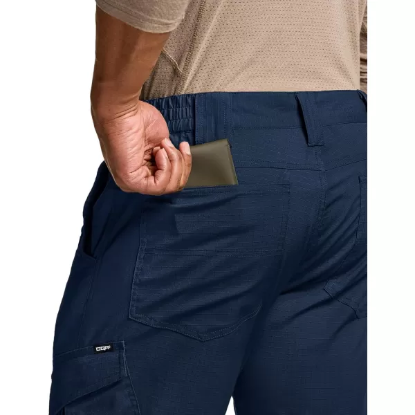 CQR Mens Flex Ripstop Tactical Pants Water Resistant Stretch Cargo Pants Lightweight EDC Hiking Work PantsDura Flex Midnight Blue