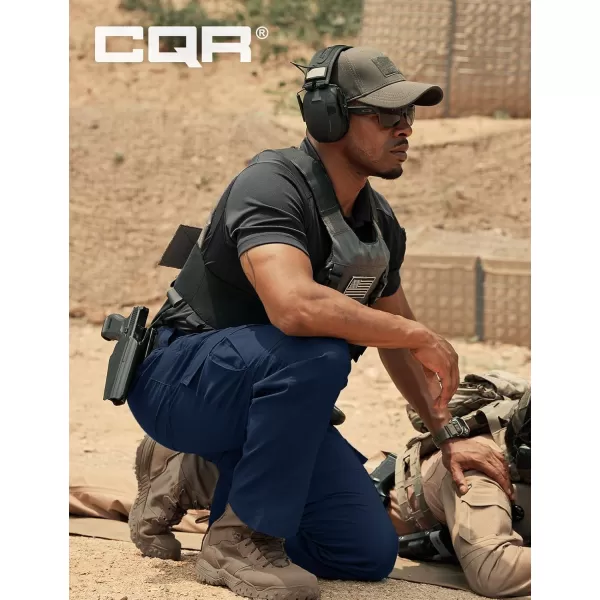 CQR Mens Flex Ripstop Tactical Pants Water Resistant Stretch Cargo Pants Lightweight EDC Hiking Work PantsDura Flex Midnight Blue