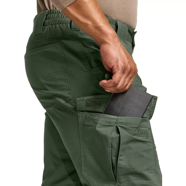 CQR Mens Flex Ripstop Tactical Pants Water Resistant Stretch Cargo Pants Lightweight EDC Hiking Work PantsDura Flex Olive Green