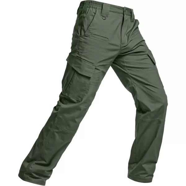 CQR Mens Flex Ripstop Tactical Pants Water Resistant Stretch Cargo Pants Lightweight EDC Hiking Work PantsDura Flex Olive Green