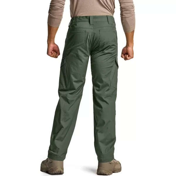 CQR Mens Flex Ripstop Tactical Pants Water Resistant Stretch Cargo Pants Lightweight EDC Hiking Work PantsDura Flex Olive Green