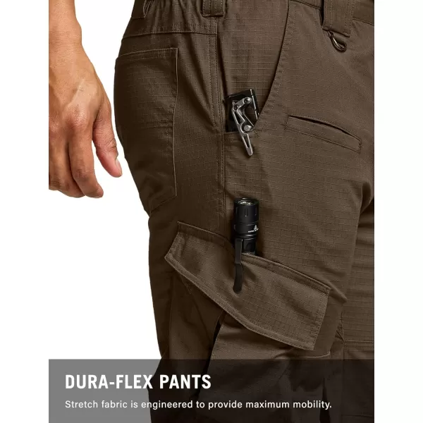 CQR Mens Flex Ripstop Tactical Pants Water Resistant Stretch Cargo Pants Lightweight EDC Hiking Work PantsDura Flex Tundra