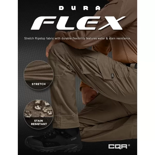 CQR Mens Flex Ripstop Tactical Pants Water Resistant Stretch Cargo Pants Lightweight EDC Hiking Work PantsDura Flex Tundra