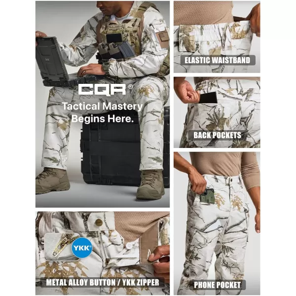 CQR Mens Flex Ripstop Tactical Pants Water Resistant Stretch Cargo Pants Lightweight EDC Hiking Work PantsPrint Dura Flex Mag Pocket Winter Hunting Camo