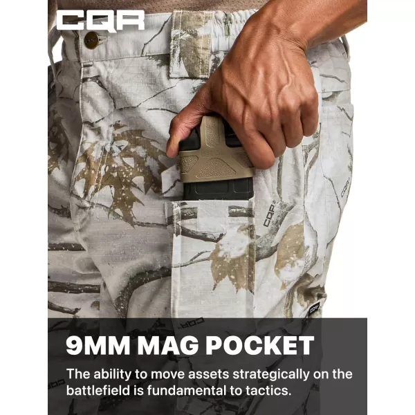 CQR Mens Flex Ripstop Tactical Pants Water Resistant Stretch Cargo Pants Lightweight EDC Hiking Work PantsPrint Dura Flex Mag Pocket Winter Hunting Camo