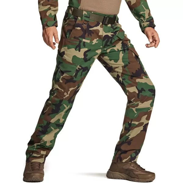 CQR Mens Flex Ripstop Tactical Pants Water Resistant Stretch Cargo Pants Lightweight EDC Hiking Work PantsWoodland Olive  Dura Flex Print