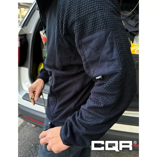 CQR Mens FullZip Tactical Jacket Soft Warm Military Winter Fleece Jackets Outdoor Windproof Coats with Zipper PocketsGrid Fleece Operator Navy