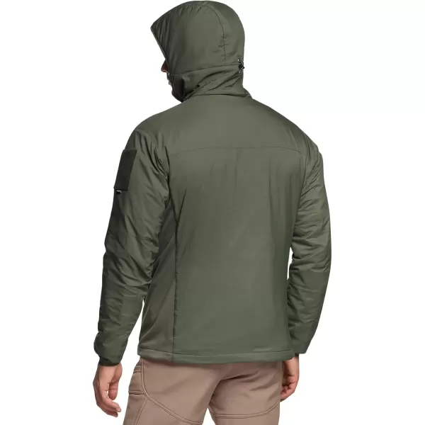 CQR Mens Insulated Hooded Tactical Jacket Lightweight MidLayer Warm Hoodie Water Resistant Full Zip Hiking Work CoatLightweight Olive