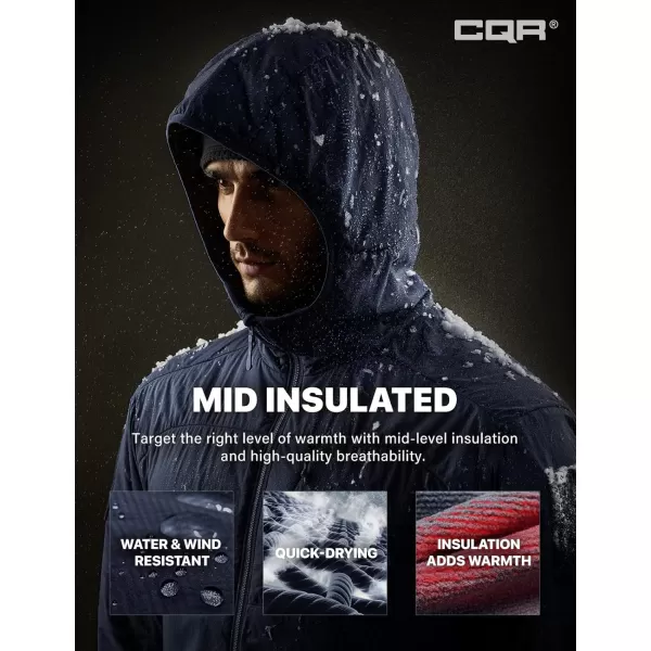 CQR Mens Insulated Hooded Tactical Jacket Lightweight MidLayer Warm Hoodie Water Resistant Full Zip Hiking Work CoatLightweight Operator Navy