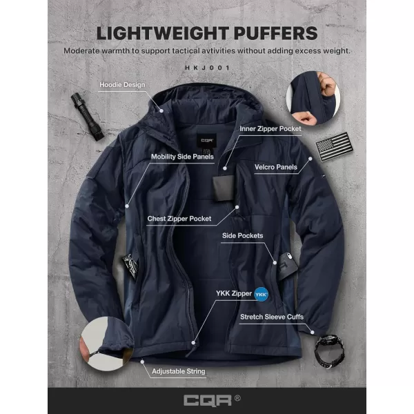 CQR Mens Insulated Hooded Tactical Jacket Lightweight MidLayer Warm Hoodie Water Resistant Full Zip Hiking Work CoatLightweight Operator Navy