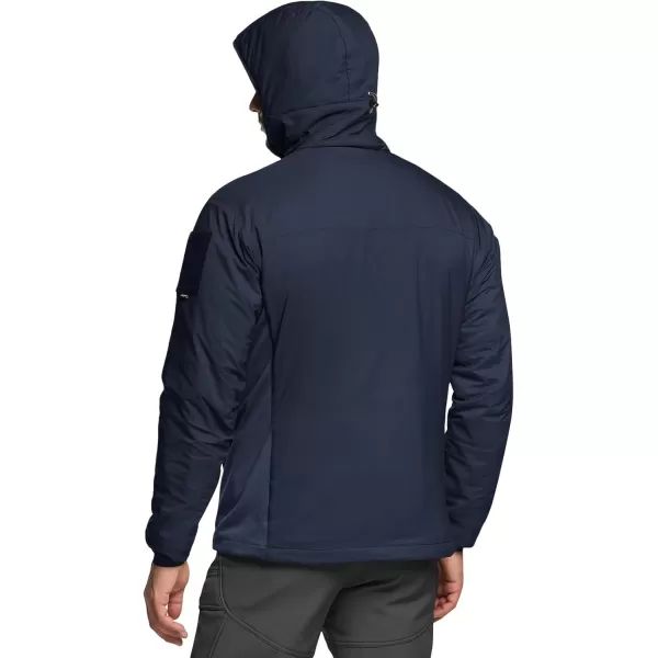 CQR Mens Insulated Hooded Tactical Jacket Lightweight MidLayer Warm Hoodie Water Resistant Full Zip Hiking Work CoatLightweight Operator Navy