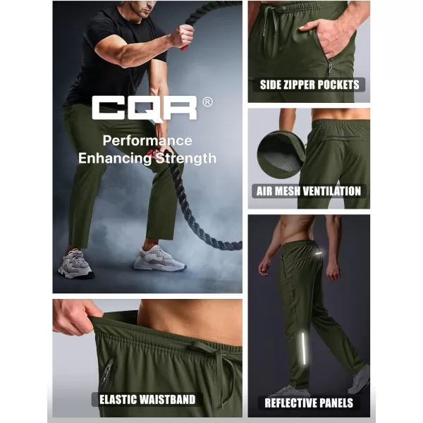 CQR Mens Lightweight Hiking Pants Outdoor Reflective Athletic Pants Sports Workout Joggers Pants with Zipper PocketsTahoe Pants Olive