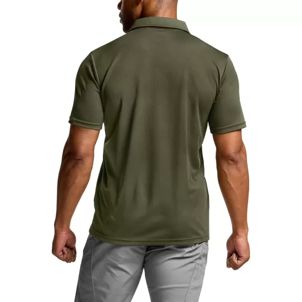 CQR Mens Polo Shirt Short Sleeve Tactical Shirts Dry Fit Lightweight Performance Golf Shirts Outdoor UPF 50 Pique ShirtFrost Basic Army Green