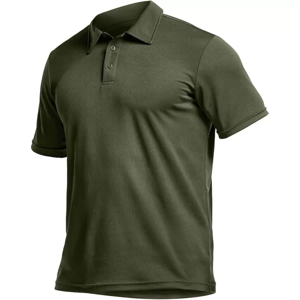 CQR Mens Polo Shirt Short Sleeve Tactical Shirts Dry Fit Lightweight Performance Golf Shirts Outdoor UPF 50 Pique ShirtFrost Basic Army Green