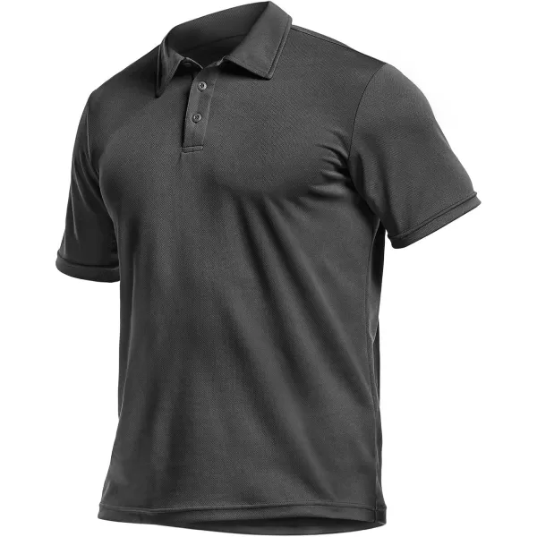 CQR Mens Polo Shirt Short Sleeve Tactical Shirts Dry Fit Lightweight Performance Golf Shirts Outdoor UPF 50 Pique ShirtFrost Basic Charcoal