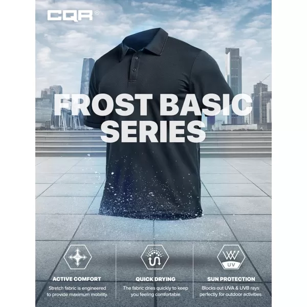 CQR Mens Polo Shirt Short Sleeve Tactical Shirts Dry Fit Lightweight Performance Golf Shirts Outdoor UPF 50 Pique ShirtFrost Basic Navy