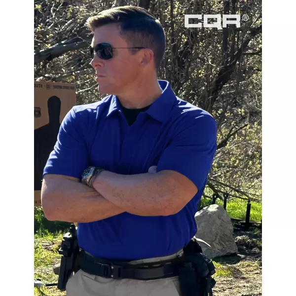 CQR Mens Polo Shirt Short Sleeve Tactical Shirts Dry Fit Lightweight Performance Golf Shirts Outdoor UPF 50 Pique ShirtFrost Essential Cobalt Blue