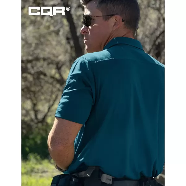 CQR Mens Polo Shirt Short Sleeve Tactical Shirts Dry Fit Lightweight Performance Golf Shirts Outdoor UPF 50 Pique ShirtFrost Essential Dark Teal