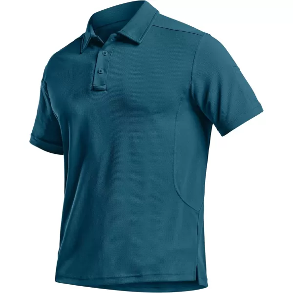 CQR Mens Polo Shirt Short Sleeve Tactical Shirts Dry Fit Lightweight Performance Golf Shirts Outdoor UPF 50 Pique ShirtFrost Essential Dark Teal