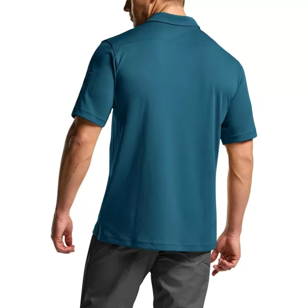 CQR Mens Polo Shirt Short Sleeve Tactical Shirts Dry Fit Lightweight Performance Golf Shirts Outdoor UPF 50 Pique ShirtFrost Essential Dark Teal