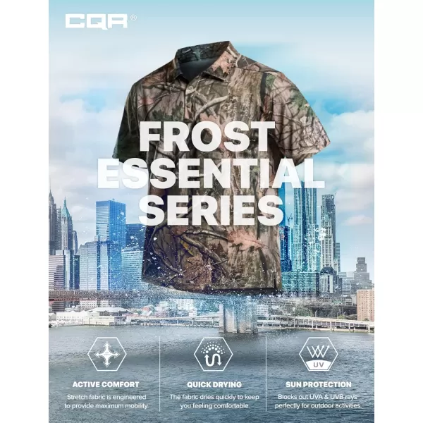 CQR Mens Polo Shirt Short Sleeve Tactical Shirts Dry Fit Lightweight Performance Golf Shirts Outdoor UPF 50 Pique ShirtFrost Essential Hunting Camo