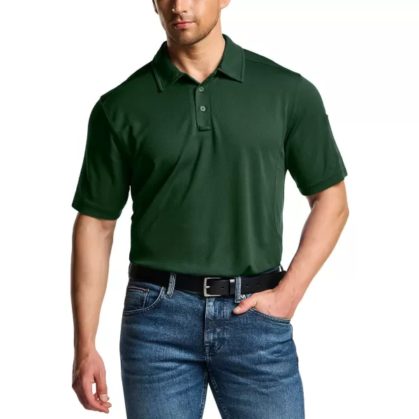 CQR Mens Polo Shirt Short Sleeve Tactical Shirts Dry Fit Lightweight Performance Golf Shirts Outdoor UPF 50 Pique ShirtFrost Essential Jade Green