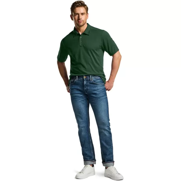 CQR Mens Polo Shirt Short Sleeve Tactical Shirts Dry Fit Lightweight Performance Golf Shirts Outdoor UPF 50 Pique ShirtFrost Essential Jade Green