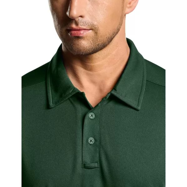 CQR Mens Polo Shirt Short Sleeve Tactical Shirts Dry Fit Lightweight Performance Golf Shirts Outdoor UPF 50 Pique ShirtFrost Essential Jade Green