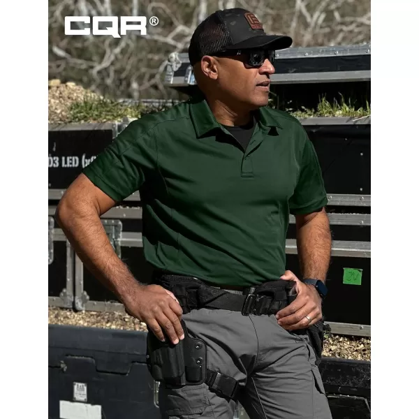 CQR Mens Polo Shirt Short Sleeve Tactical Shirts Dry Fit Lightweight Performance Golf Shirts Outdoor UPF 50 Pique ShirtFrost Essential Jade Green