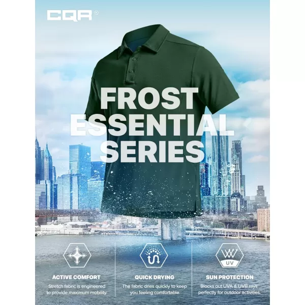 CQR Mens Polo Shirt Short Sleeve Tactical Shirts Dry Fit Lightweight Performance Golf Shirts Outdoor UPF 50 Pique ShirtFrost Essential Jade Green