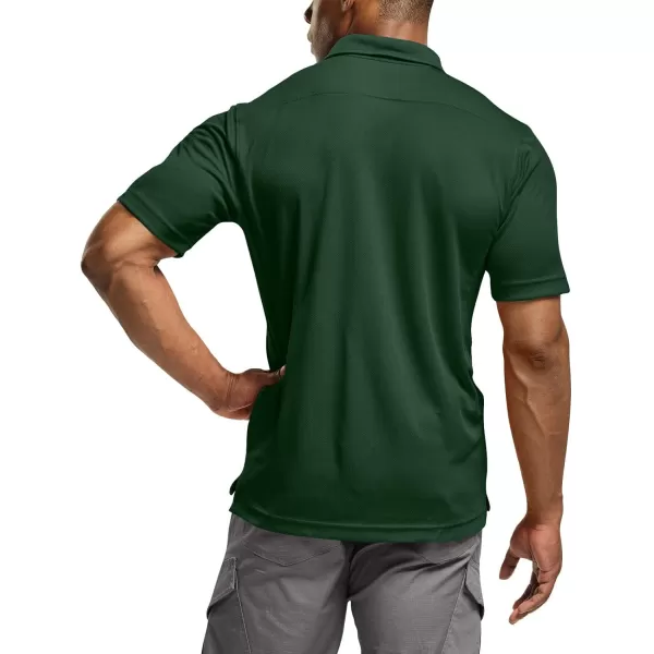 CQR Mens Polo Shirt Short Sleeve Tactical Shirts Dry Fit Lightweight Performance Golf Shirts Outdoor UPF 50 Pique ShirtFrost Essential Jade Green