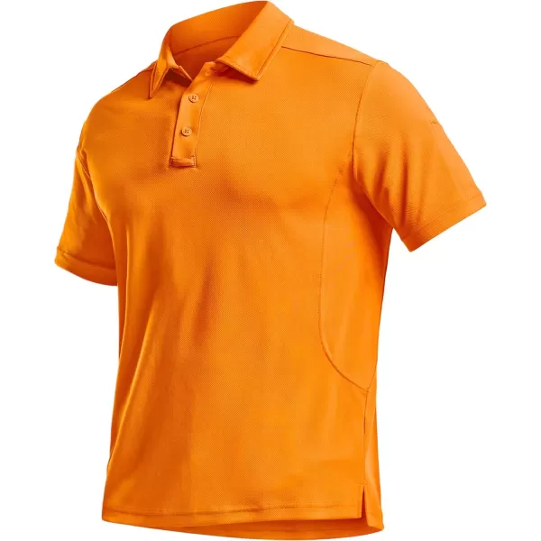 CQR Mens Polo Shirt Short Sleeve Tactical Shirts Dry Fit Lightweight Performance Golf Shirts Outdoor UPF 50 Pique ShirtFrost Essential Orange